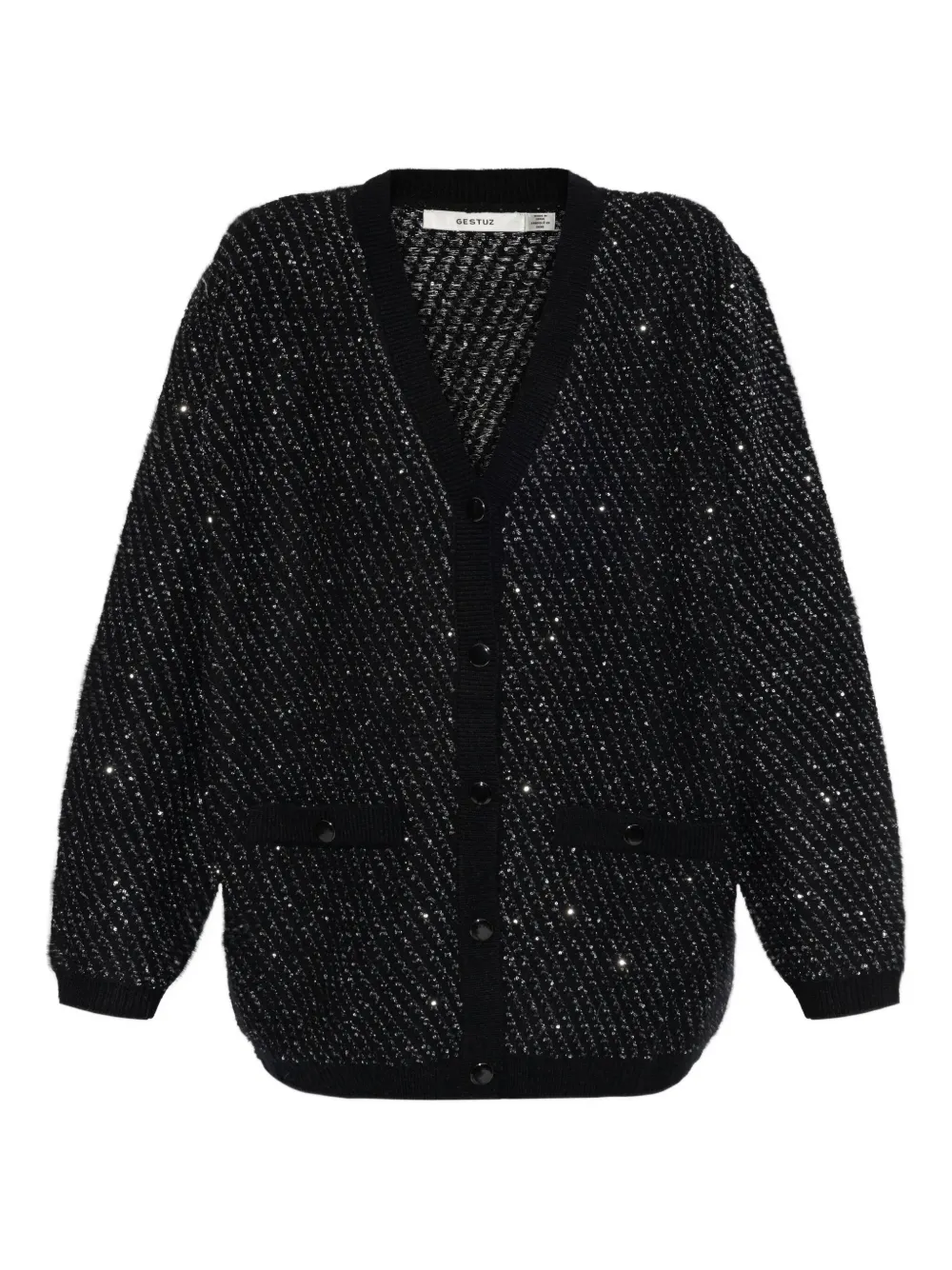 Gestuz Button Pocket Cardigan In Black