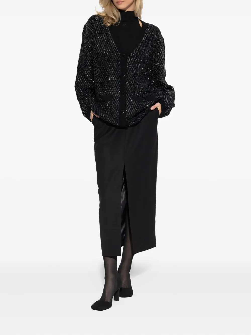 Gestuz Button Pocket Cardigan In Black