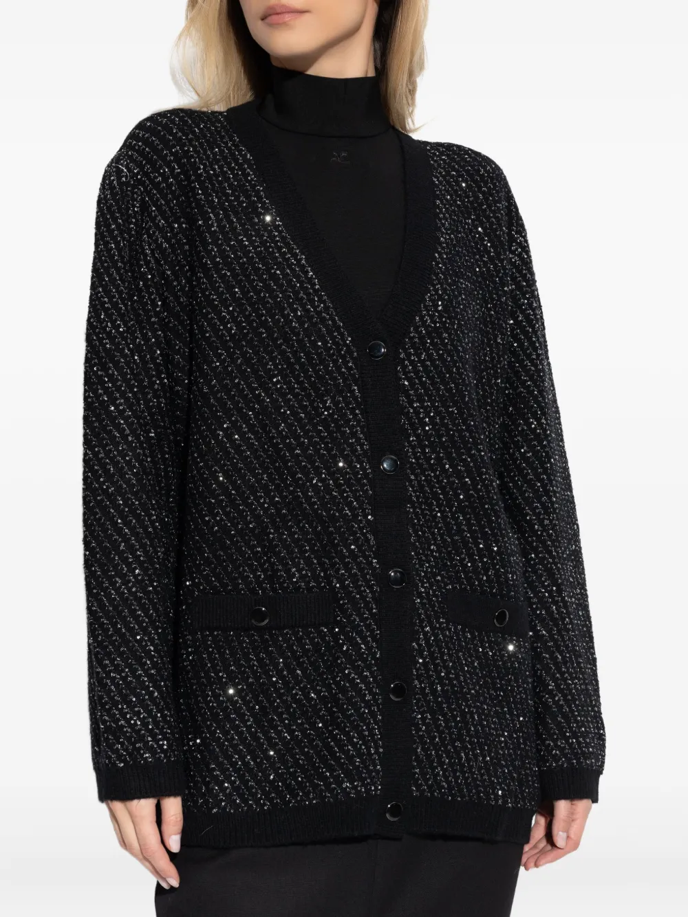 Gestuz Button Pocket Cardigan In Black