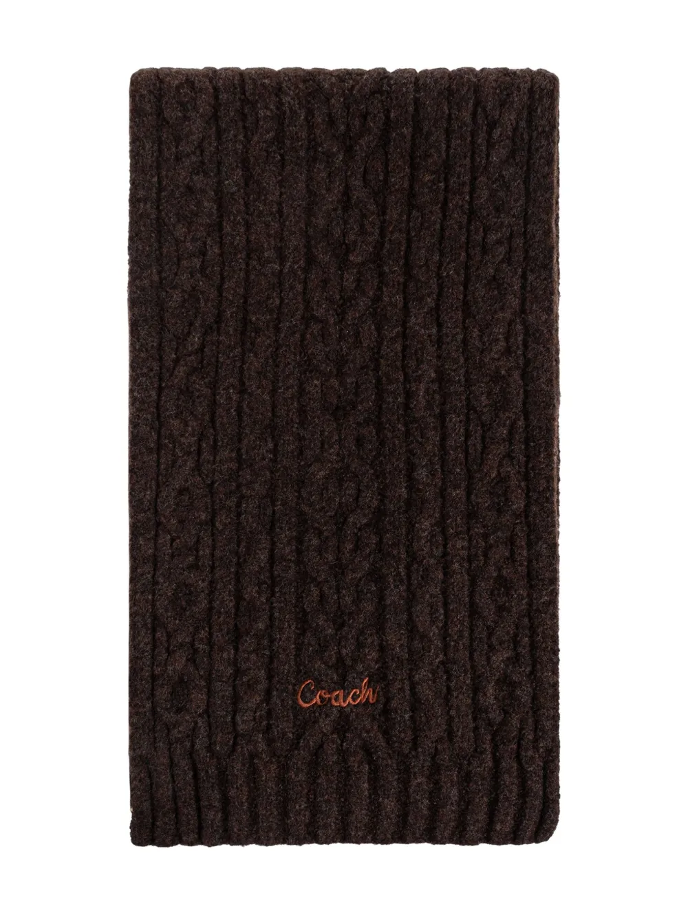 Coach Cable-knit Logo Scarf In Brown