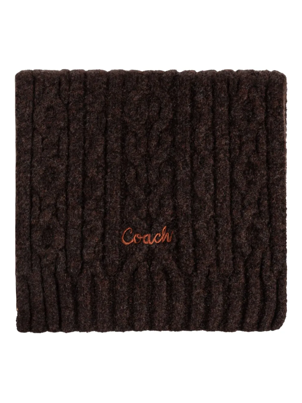 Coach Cable-knit Logo Scarf In Brown