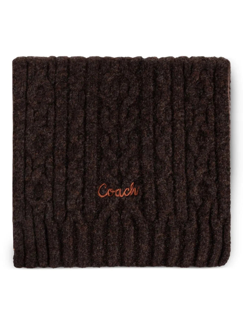 Coach Kabelgebreide sjaal met logo Bruin
