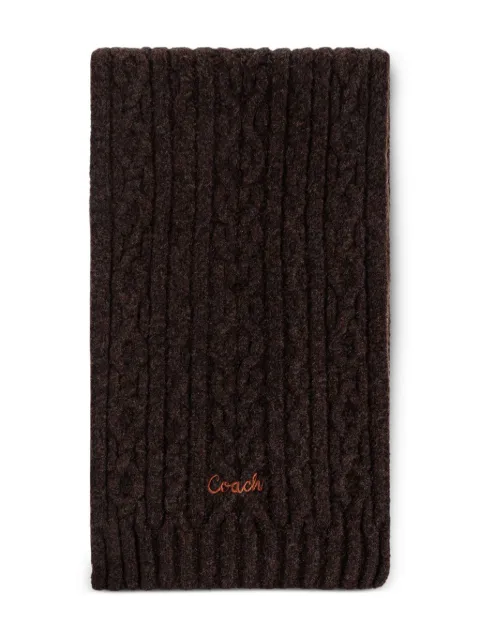 Coach cable-knit logo scarf