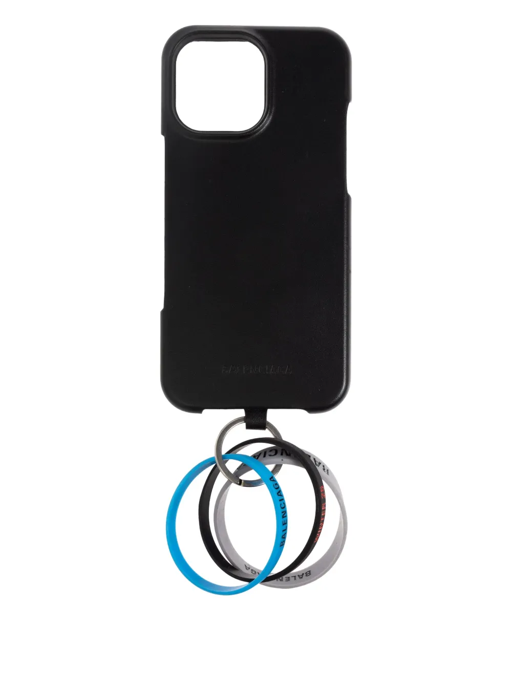 Balenciaga Rings Leather Phone Case In Black