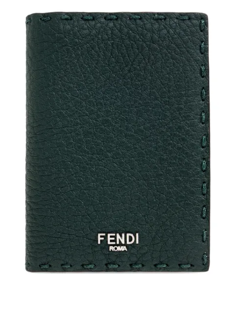 FENDI stitched-detail leather cardholder