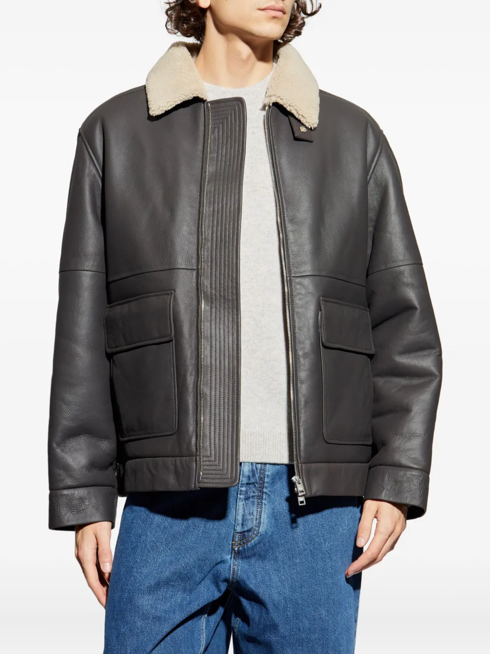 Maison Kitsuné Jack met lammy kraag Bruin