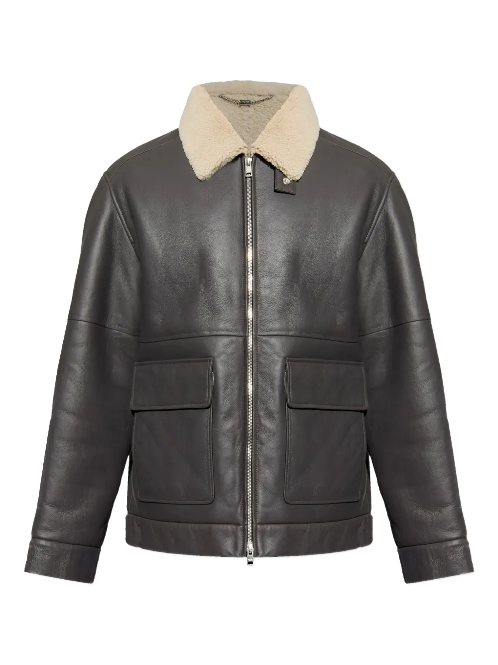 Maison Kitsuné shearling-collar jacket | Brown | Image 1