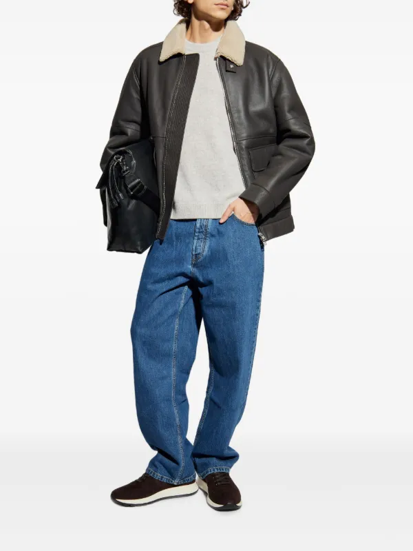 Maison Kitsuné shearling-collar Jacket | Brown | FARFETCH