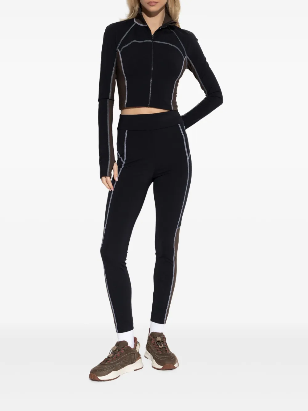  Fendi Stitching Panel Leggings - Black 