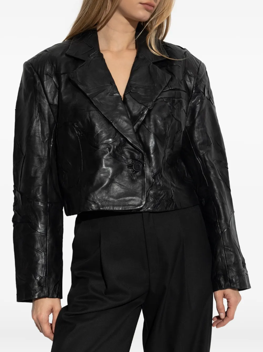 Gestuz Leather Jacket In Black