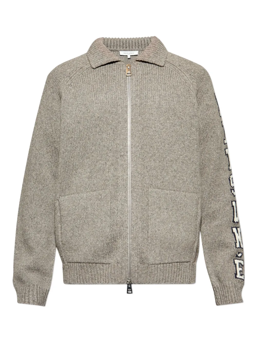 Maison Kitsuné zip lettering cardigan - グレー Maison Kitsuné zip lettering cardigan - グレー