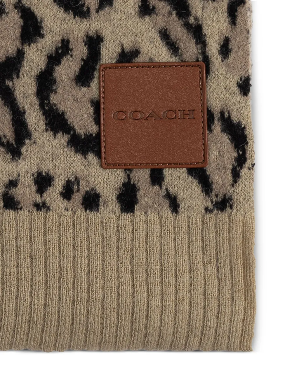 Coach Sjaal met dierenprint en logopatch - Beige