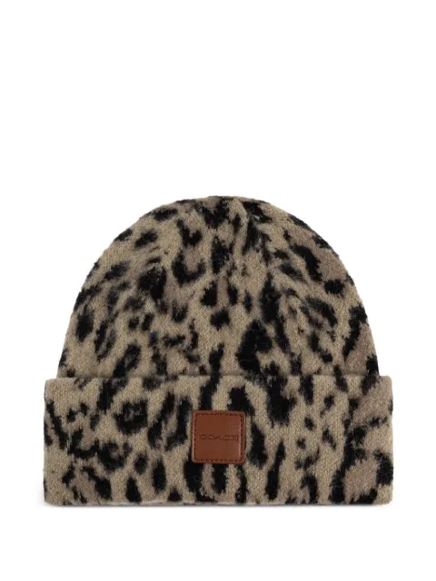 Coach leopard-print patch beanie hat