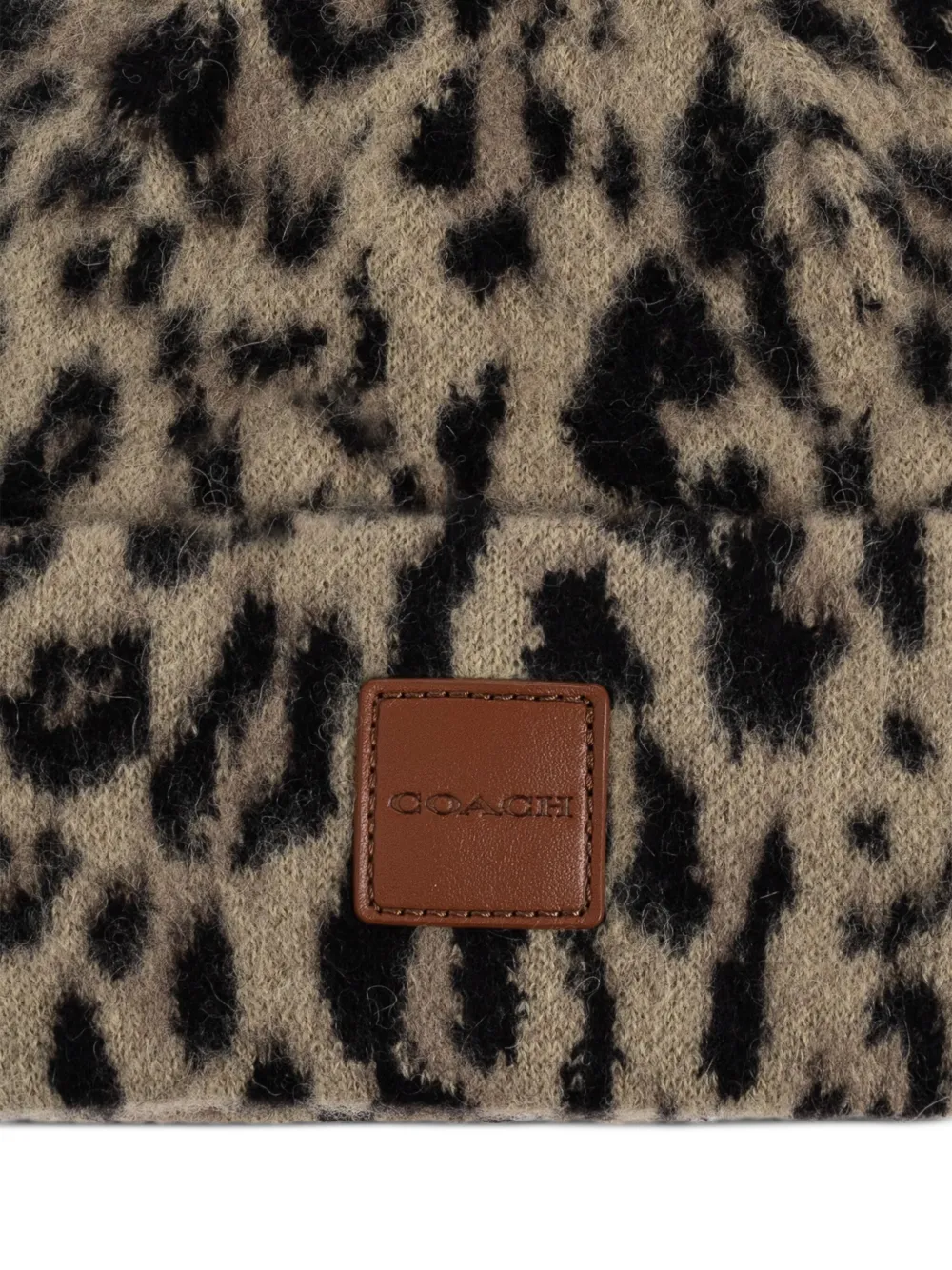Coach Muts met luipaardprint en patch Beige