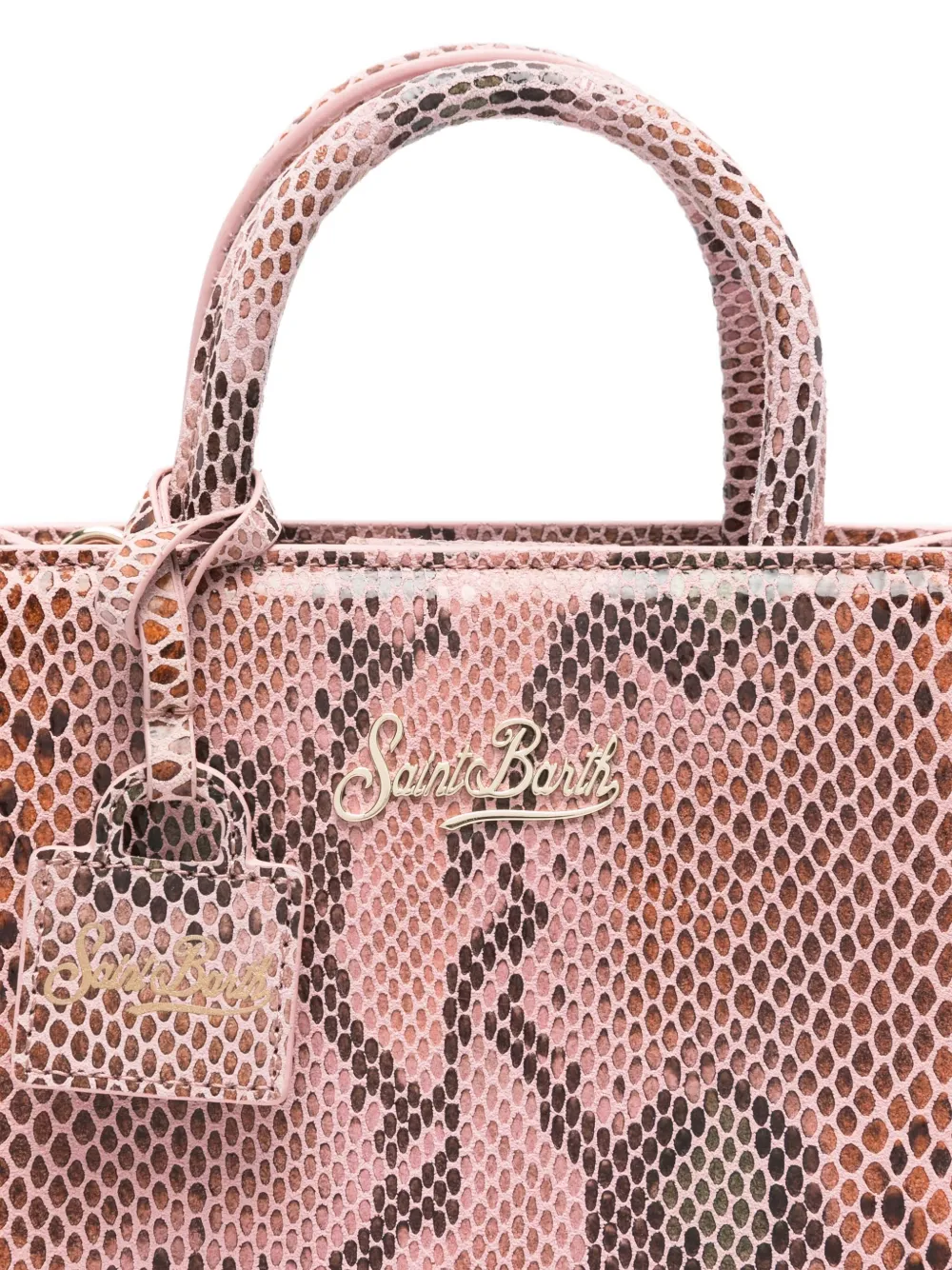 Mc2 Saint Barth Snakeskin Top Handle Tote Bag In Pink