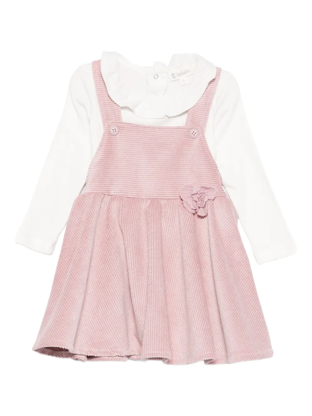 LALALU Gerüschtes Kleid-Set aus Cord | Rosa | Image 1