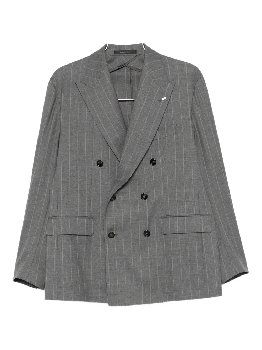 Tagliatore Double-breasted Striped Suit In Gray
