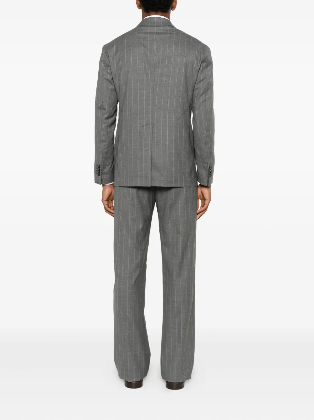 Tagliatore Double-breasted Striped Suit In Gray