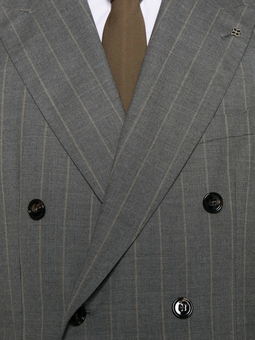 Tagliatore Double-breasted Striped Suit In Gray