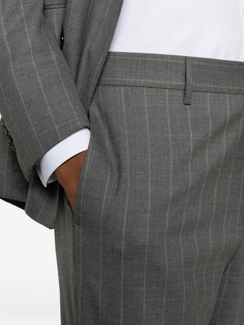 Tagliatore Double-breasted Striped Suit In Gray