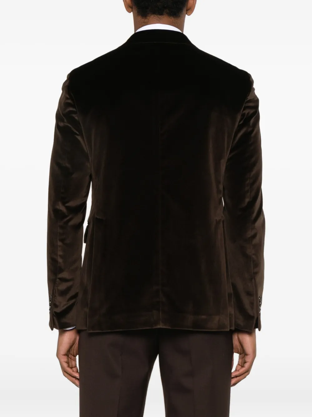Tagliatore Notched Velvet Jacket In Brown