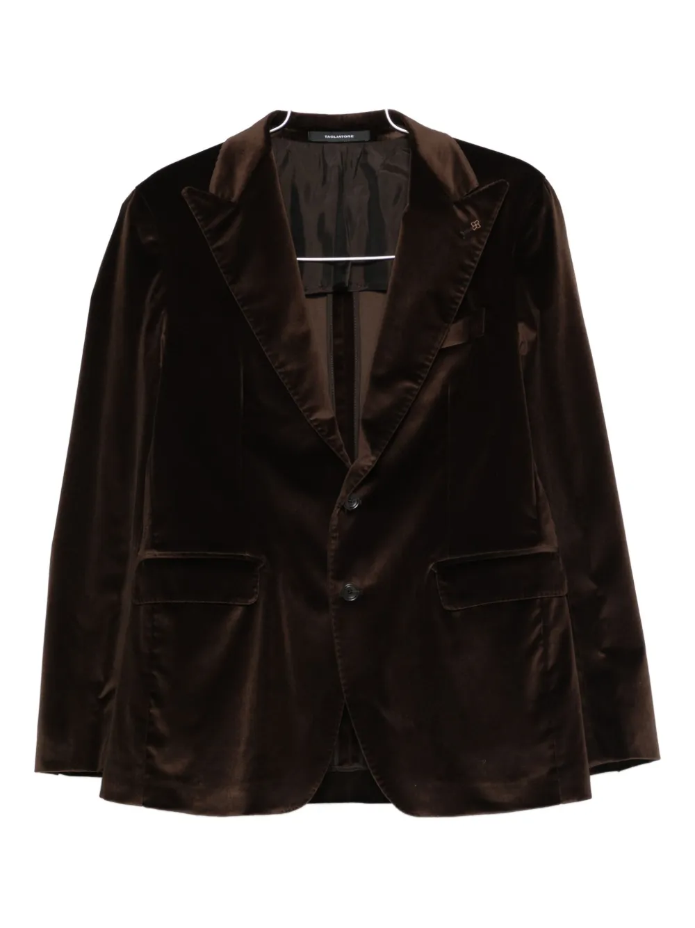 Tagliatore Notched Velvet Jacket In Brown