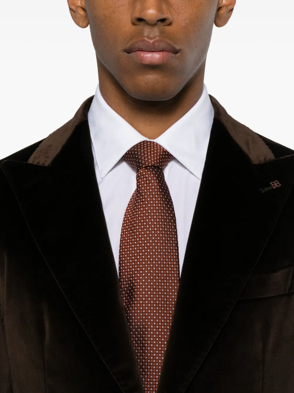 Tagliatore Notched Velvet Jacket In Brown