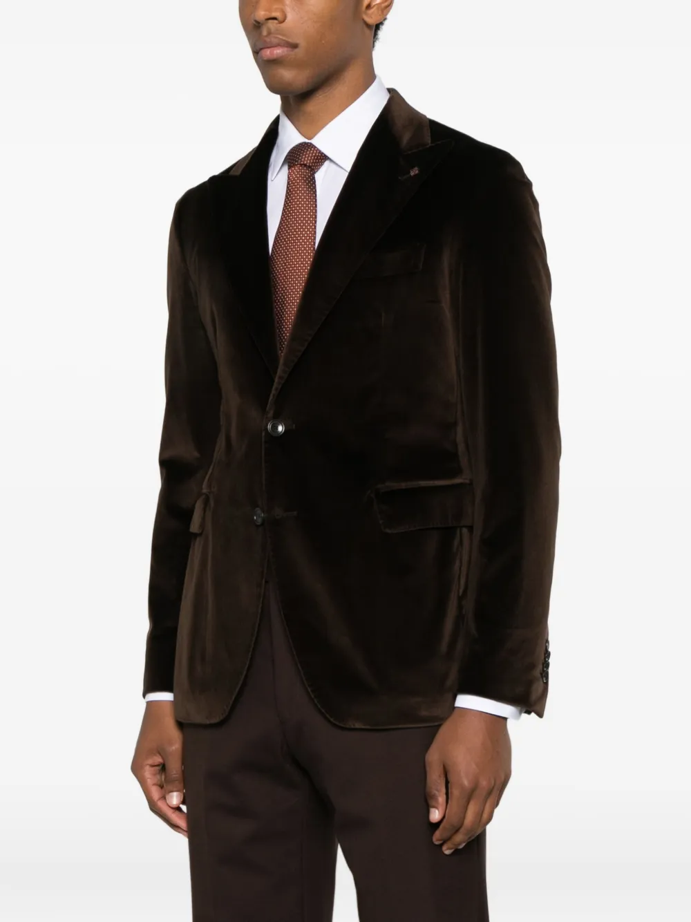 Tagliatore Notched Velvet Jacket In Brown