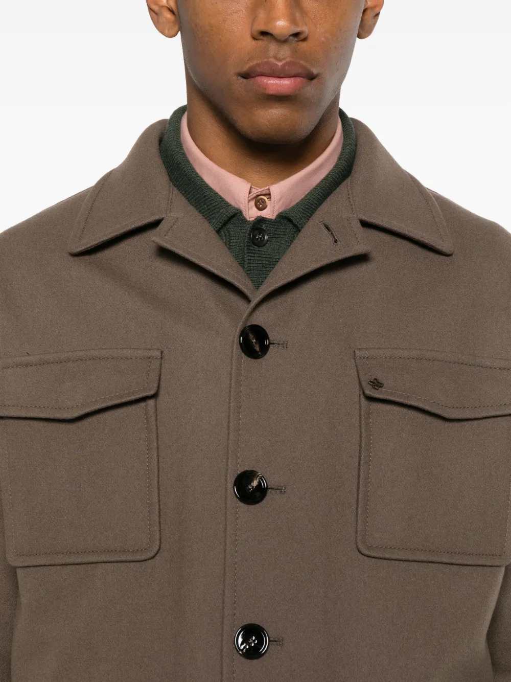 Tagliatore Milton Pocket Button Shirt In Brown