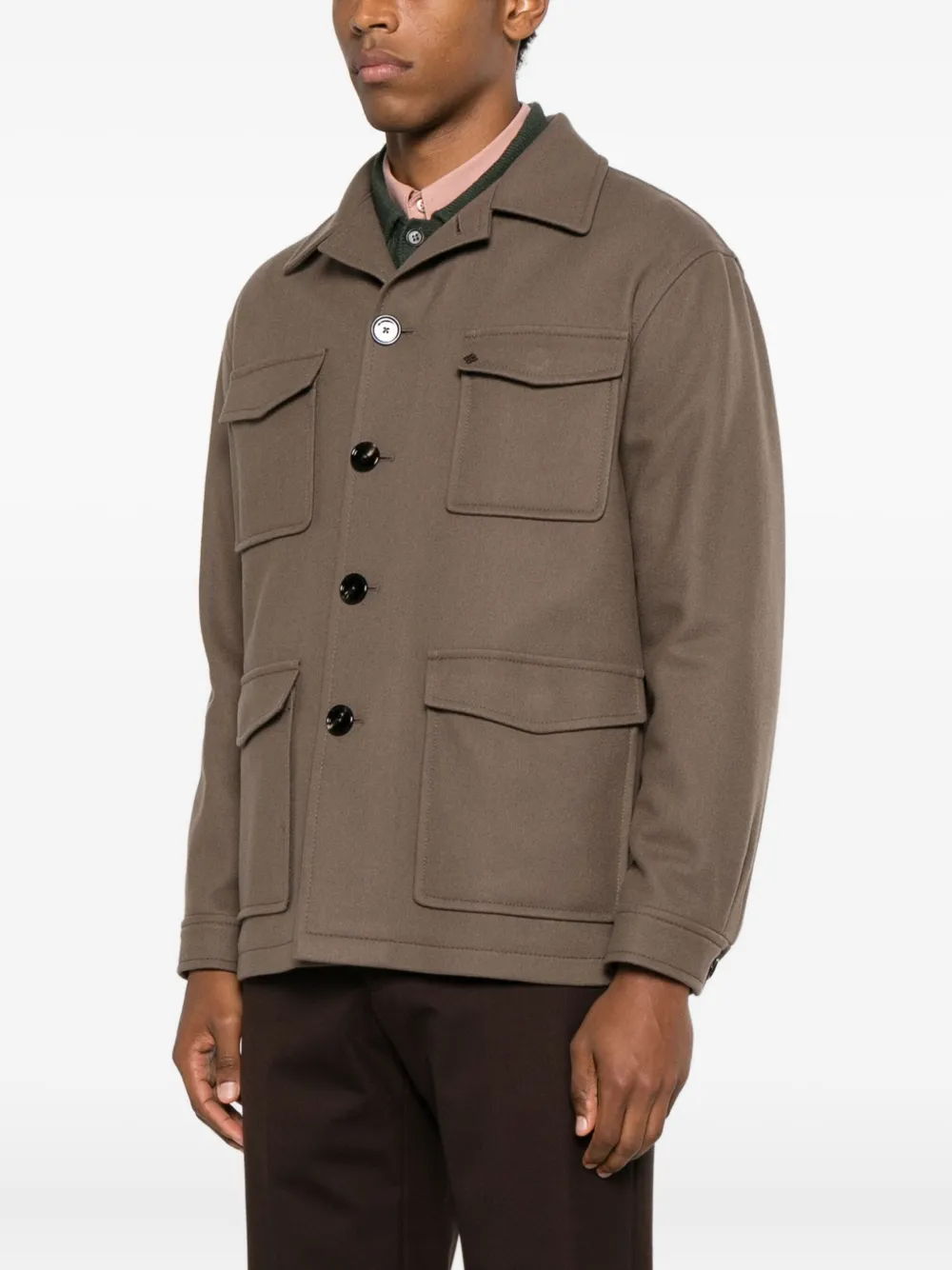 Tagliatore Milton Pocket Button Shirt In Brown