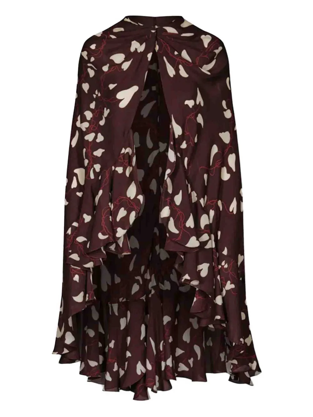 Johanna Ortiz Reinterpretation Heart Print Silk Maxi Dress In Brown
