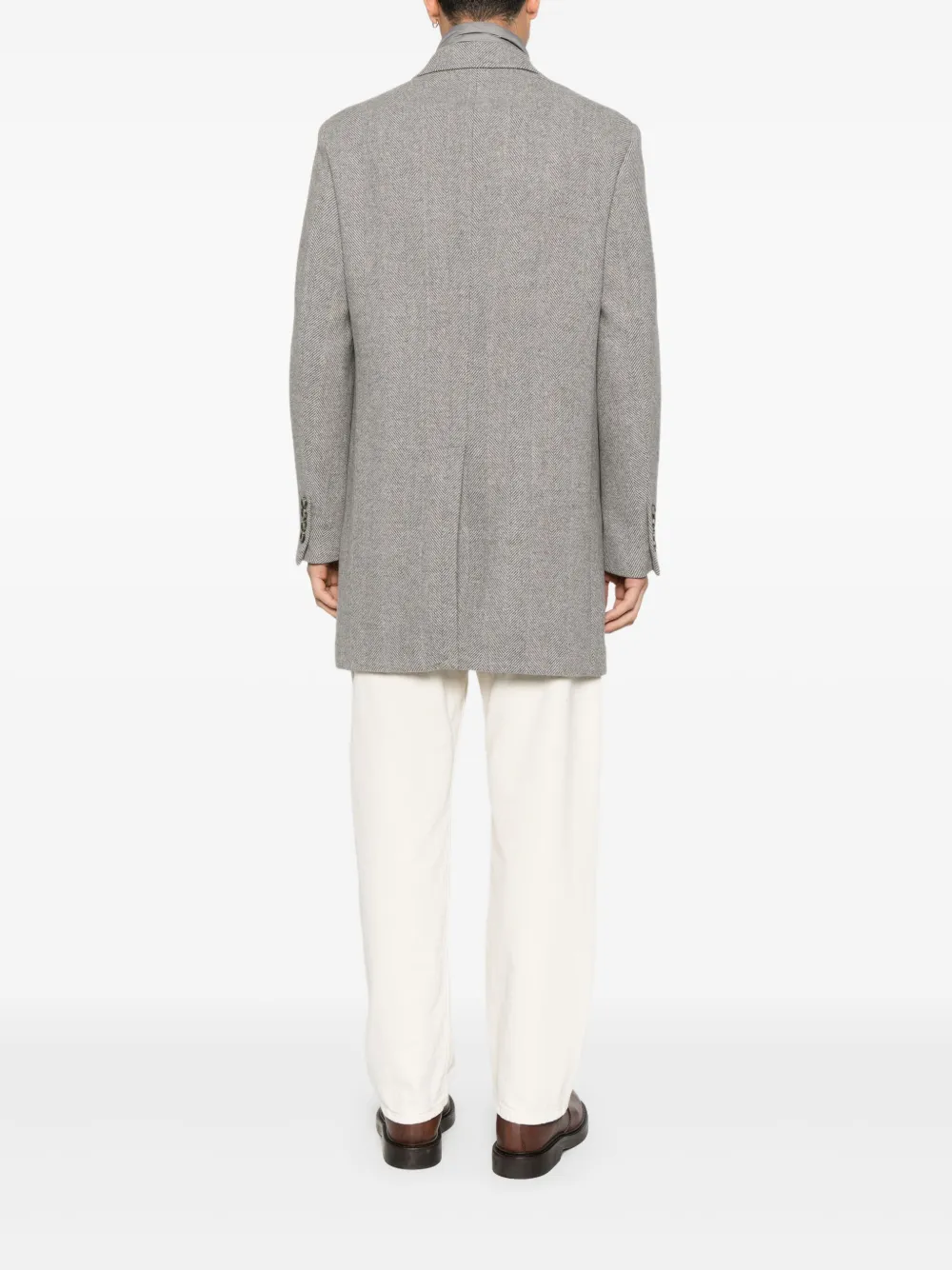 Manuel Ritz Button Herringbone Coat In Gray