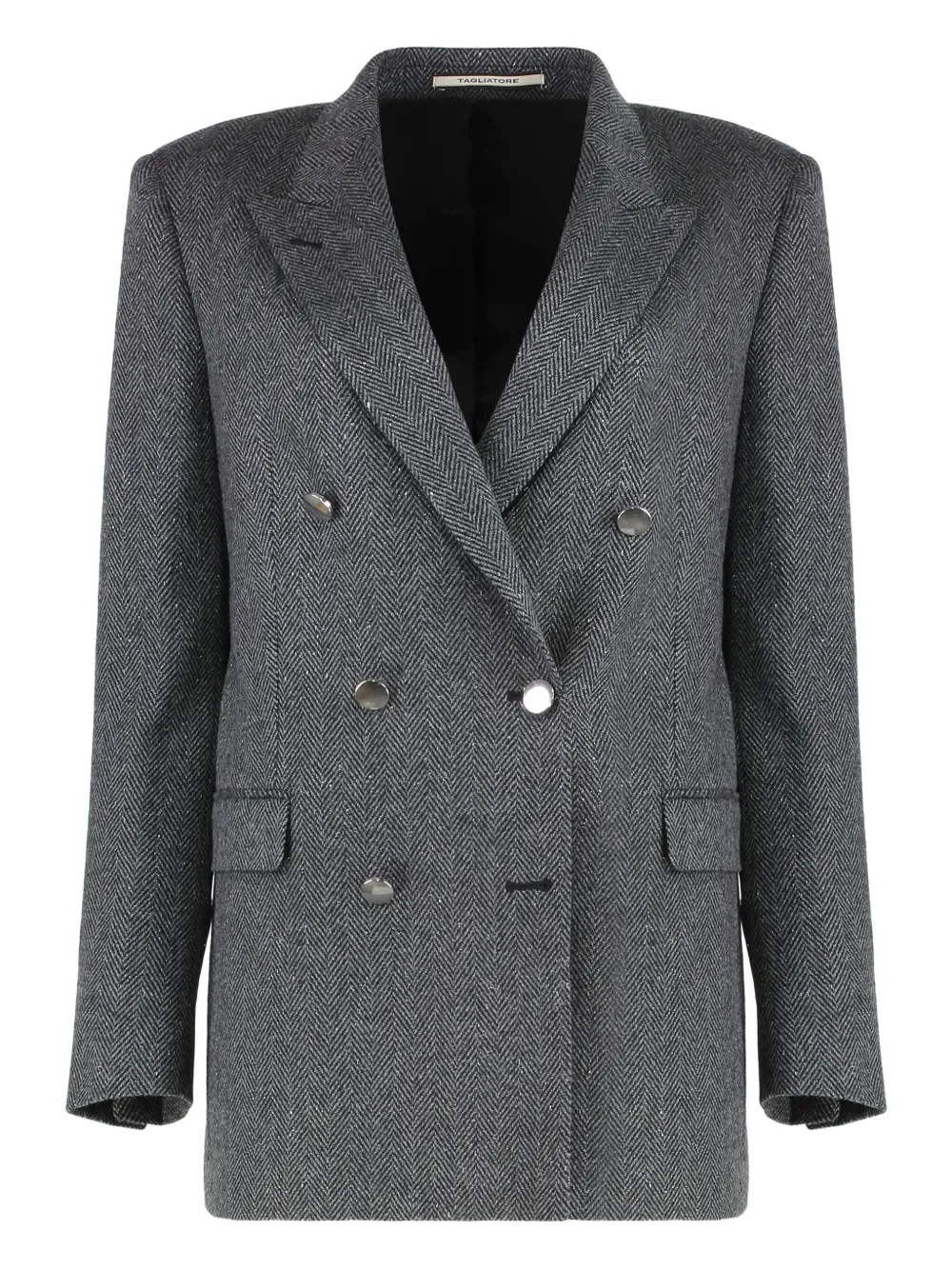 Tagliatore Double-breasted Jacket J-jasmine In Wool Blend In Gray