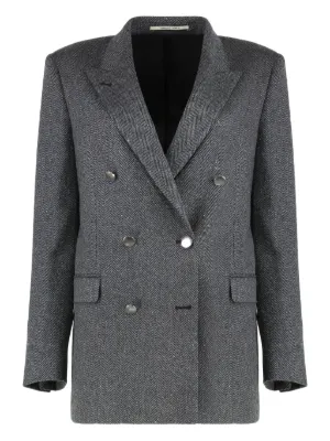 Emporio Armani ヘリンボーン ダブルジャケット | グレー | FARFETCH JP