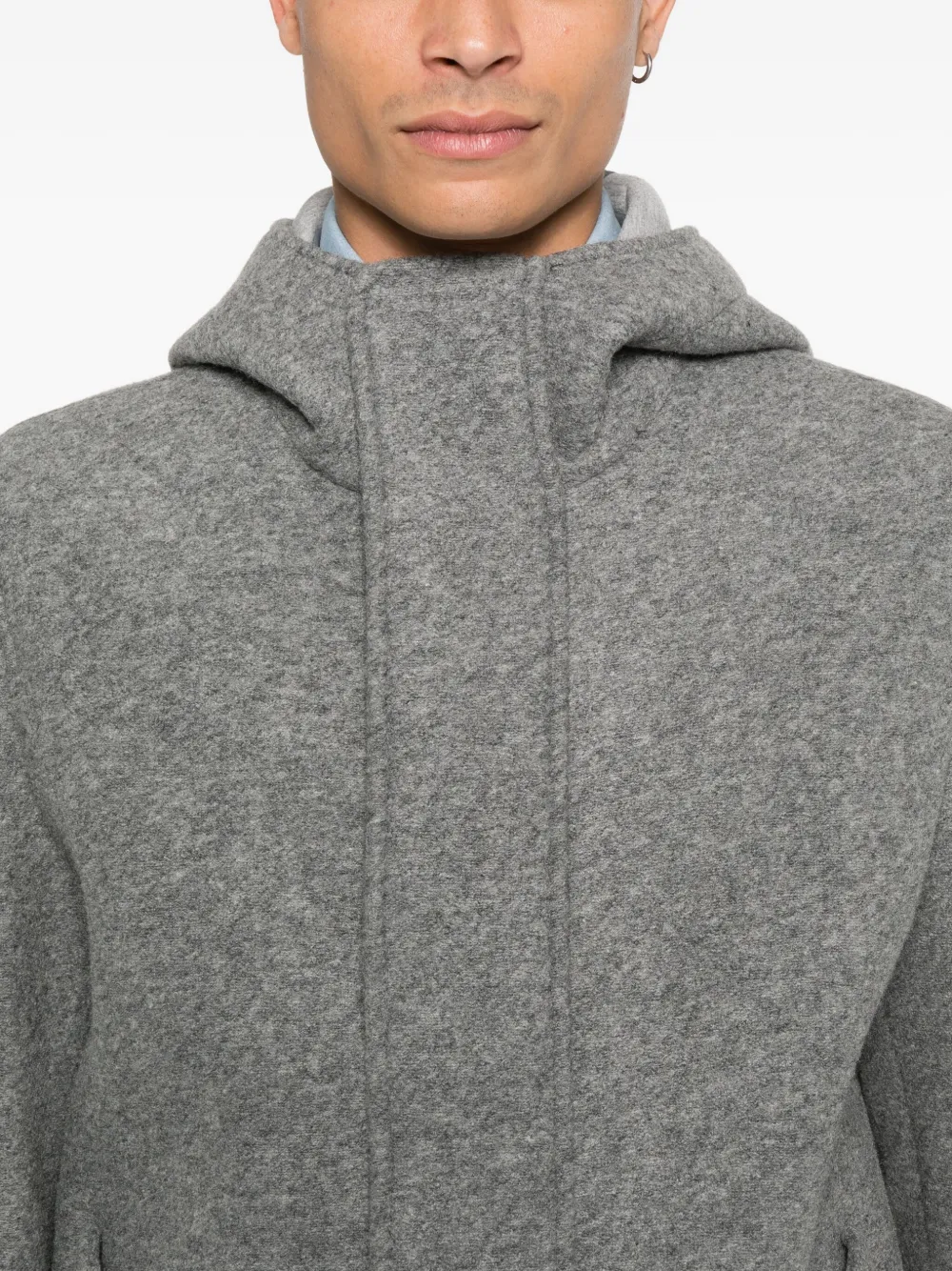 Manuel Ritz Wollen jas met capuchon Grijs