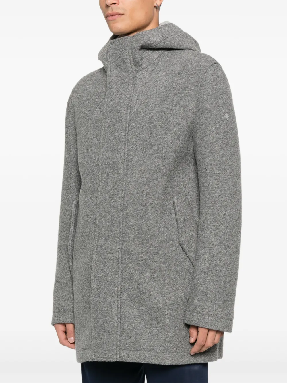 Manuel Ritz Wollen jas met capuchon Grijs