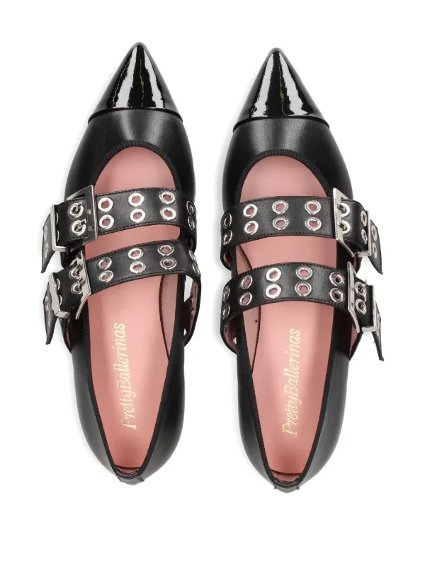 Pretty Ballerinas Buckle Eyelet Ballet Flats | Black | FARFETCH