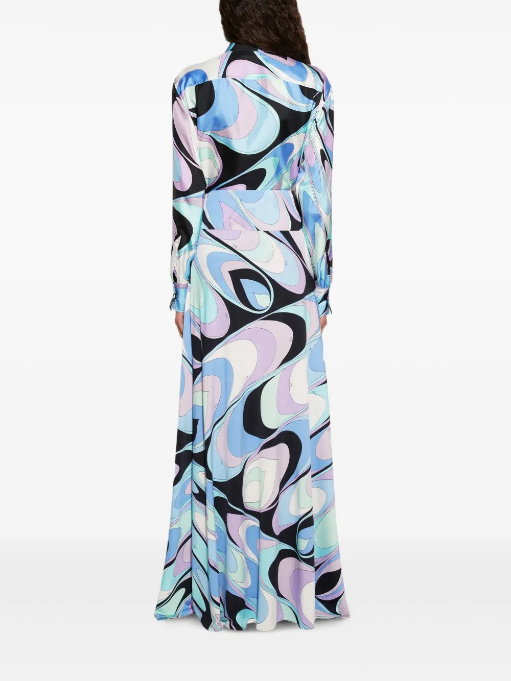 PUCCI Zijden blouse met zak en onde-print Blauw