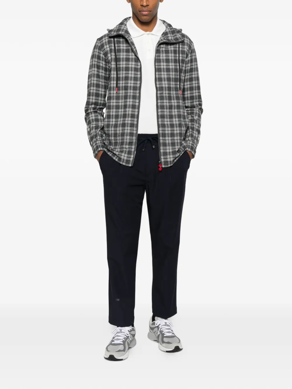 Kiton plaid hooded shirt - Grijs