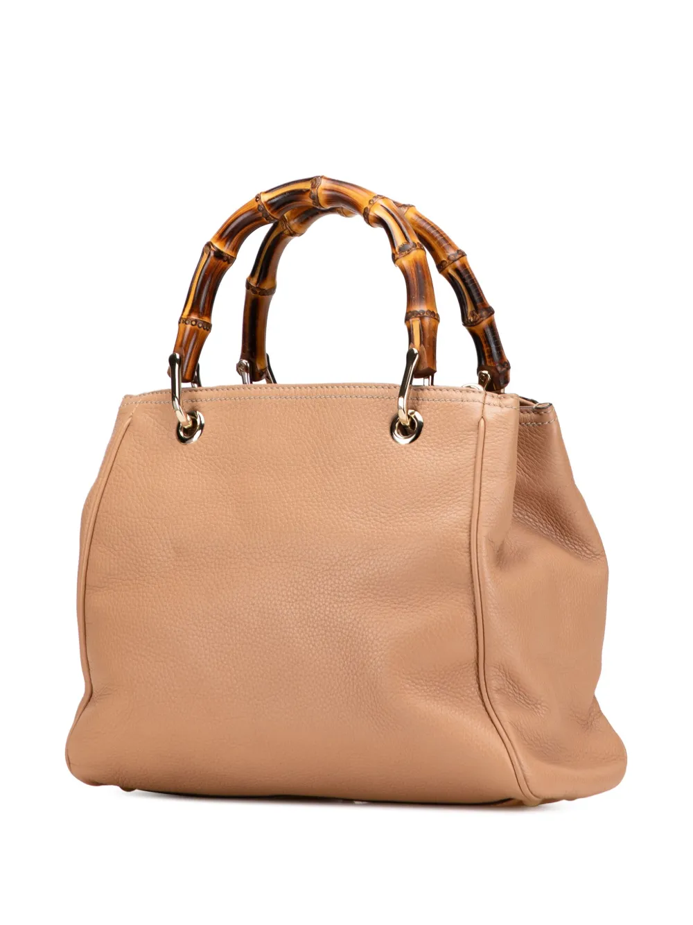 Pre-owned Gucci 2000-2015 Small Calfskin Bamboo Shopper Satchel In Brown