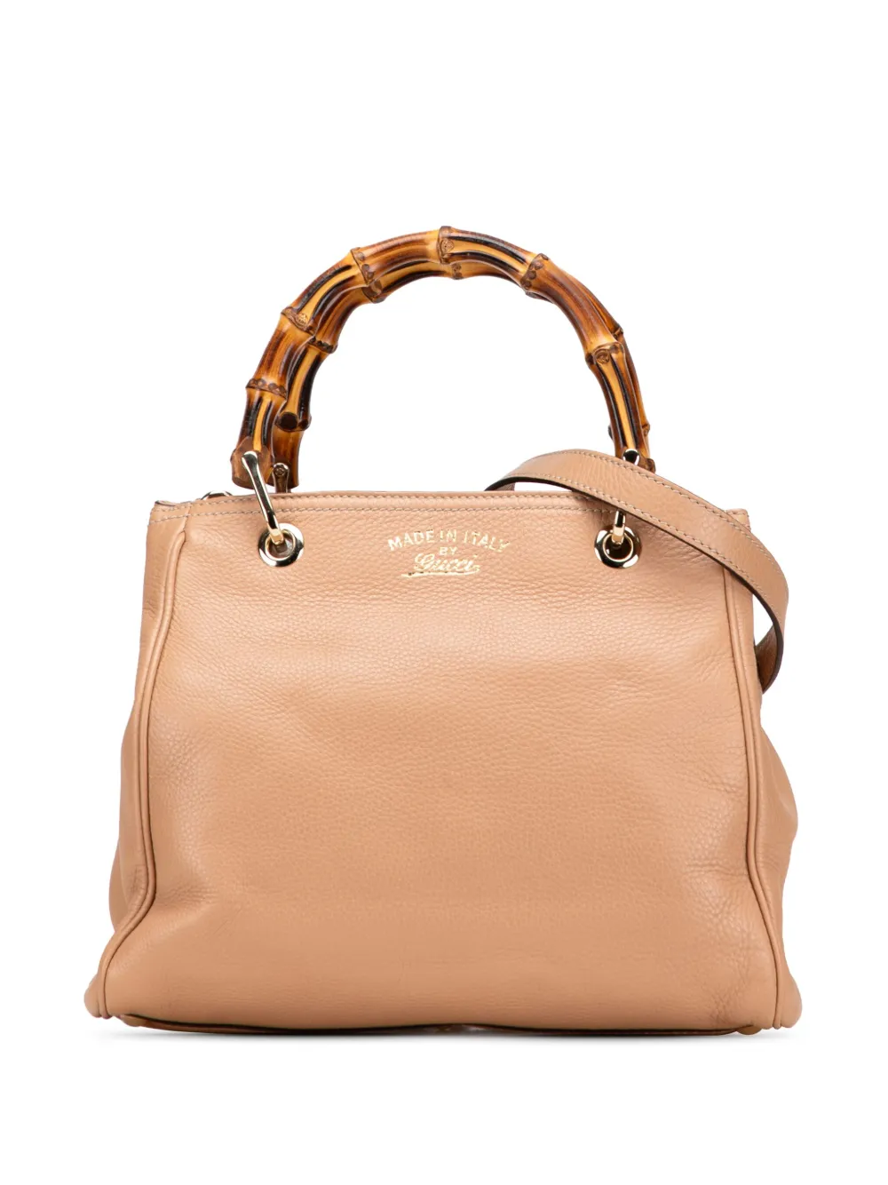 Pre-owned Gucci 2000-2015 Small Calfskin Bamboo Shopper Satchel In Brown