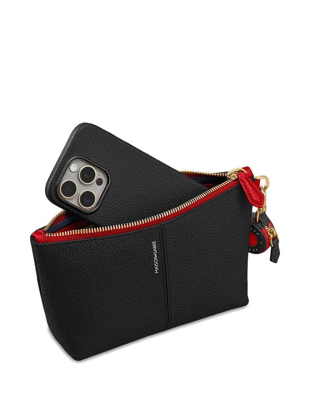 MAISON de SABRÉ Kleine Flaire leren buidel met D-ring Zwart