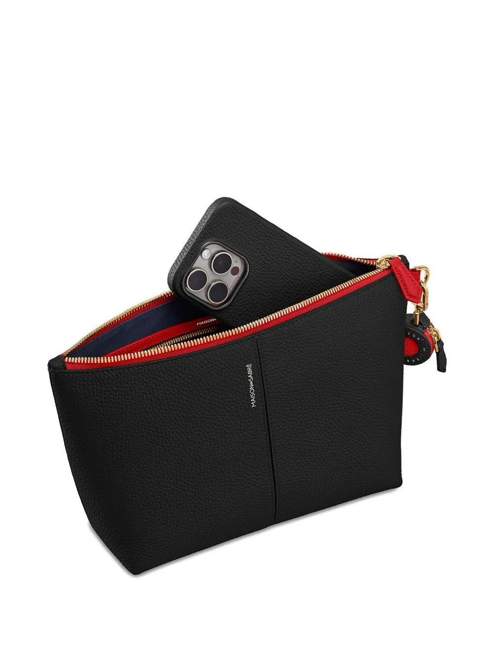 Maison De Sabre Medium Flaire Leather Pouch In Black
