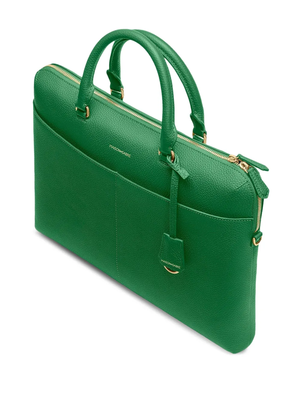 MAISON de SABRÉ Leren laptoptas met handvat Groen
