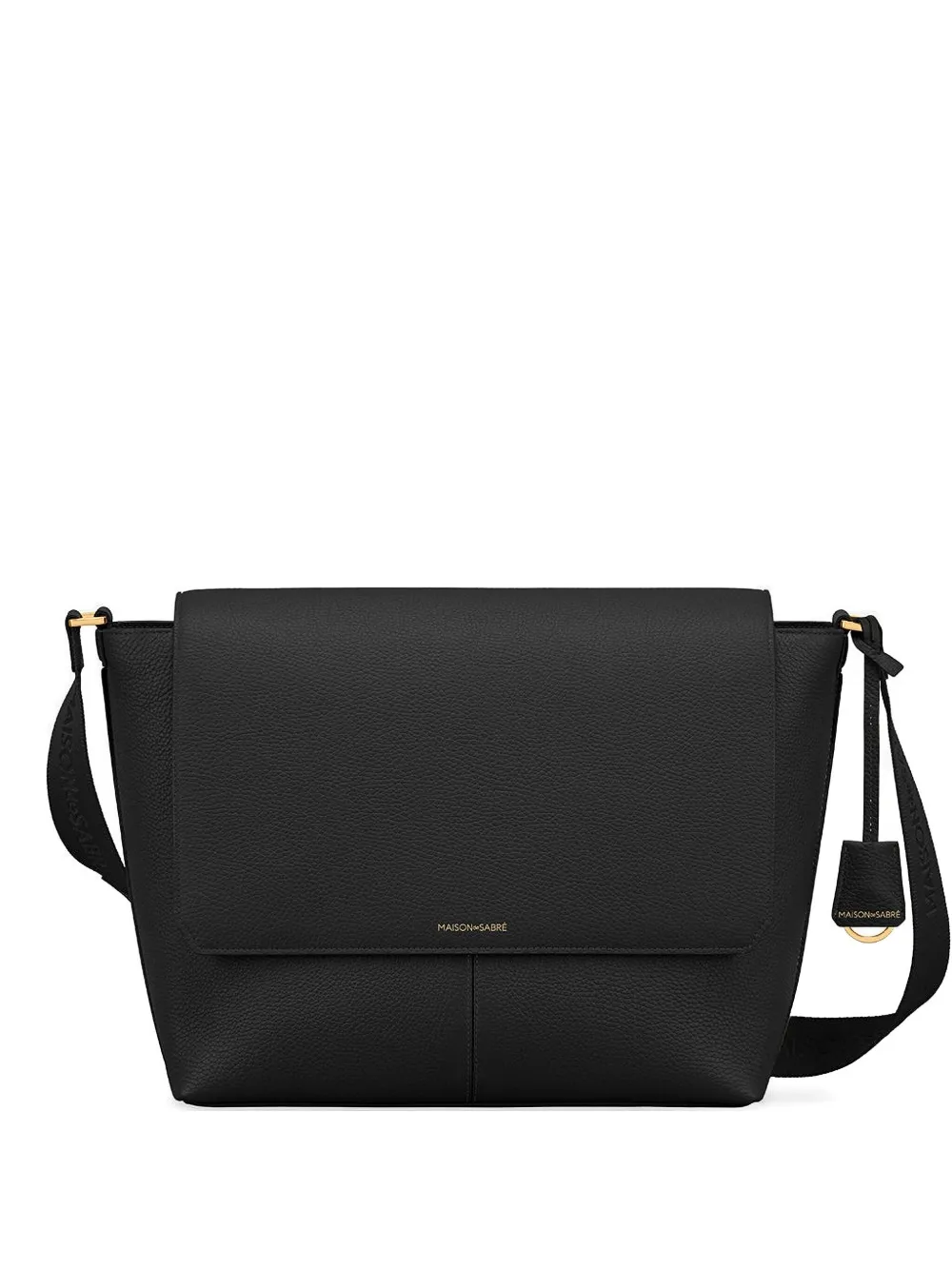 Maison De Sabre Flap Leather Messenger Bag In Black