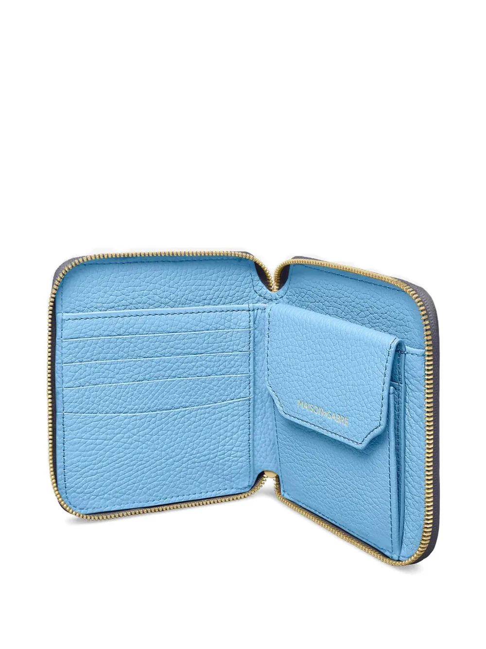 Maison De Sabre Zip Leather Wallet In Brown