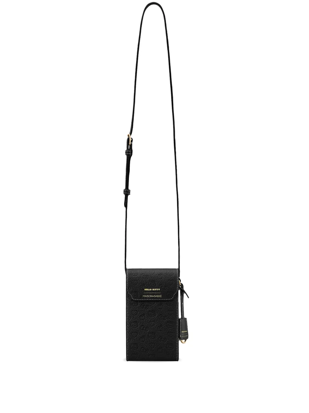 Maison De Sabre X Hello Kitty Embossed Flap Leather Phone Pouch In Black