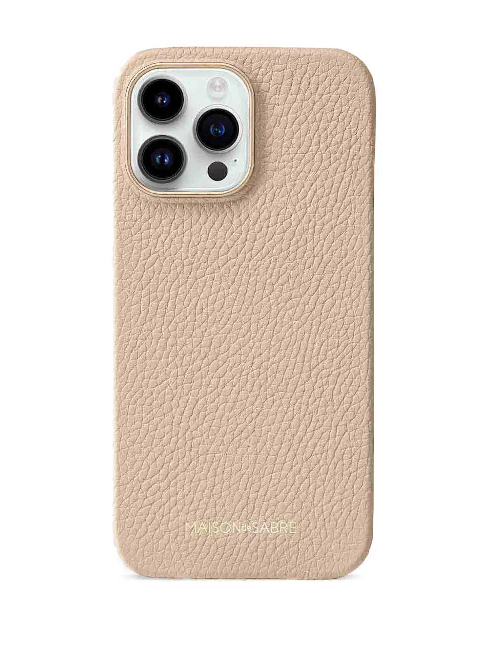 Maison De Sabre Iphone 14 Pro Pebbled Leather Phone Case In Neutral