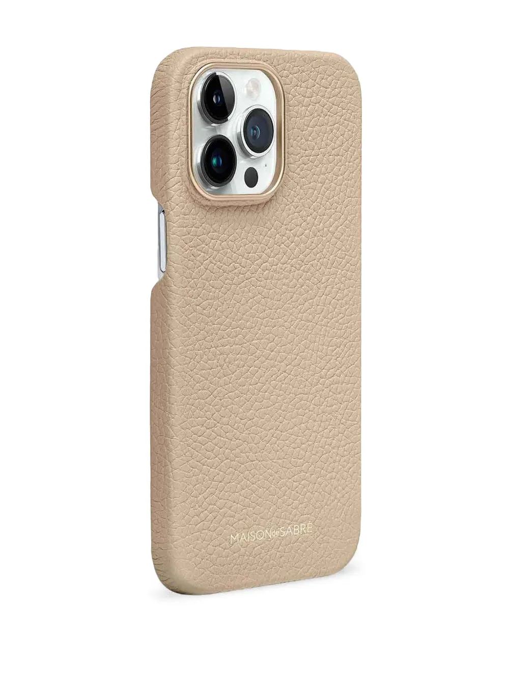 Maison De Sabre Iphone 14 Pro Pebbled Leather Phone Case In Neutral