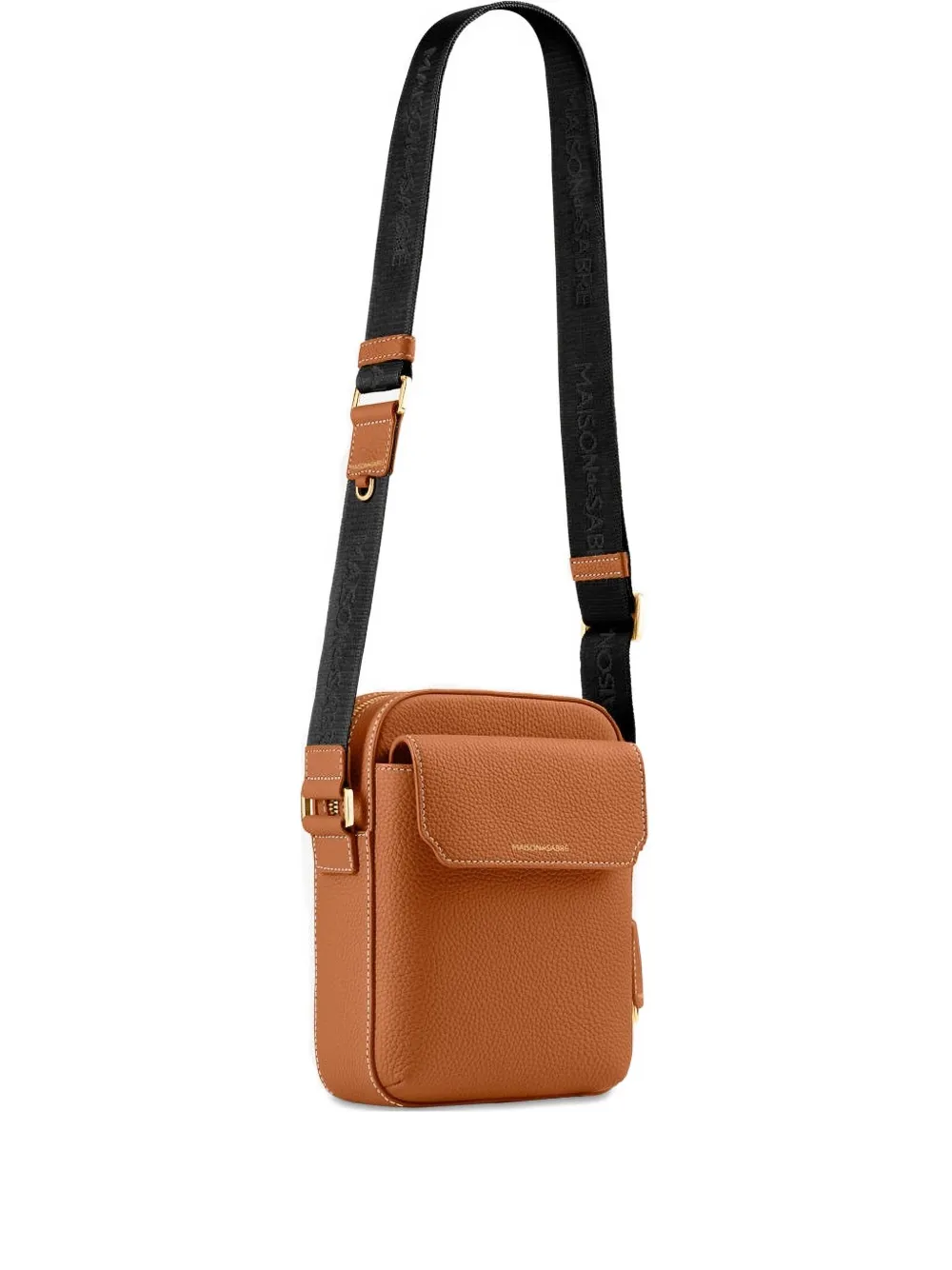 Maison De Sabre Flap Leather Messenger Bag In Brown